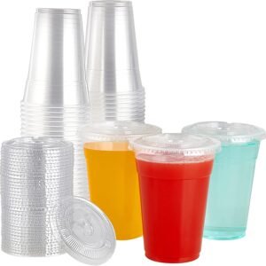 10 12 16 20 24 32oz Custom Printed Disposable Cups pp Pet Plastic Water Ice Coffee Wine Milkshake Cup with Lid Film